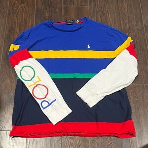 Polo by Ralph Lauren Blue Multicolor Striped Long-Sleeve Tee